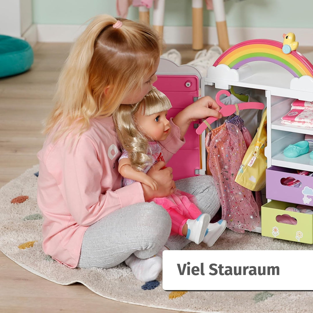 BABY born Regenbogenschrank, Puppenkleiderschrank, Aufbewahrung für Puppenkleidung mit leuchtendem R