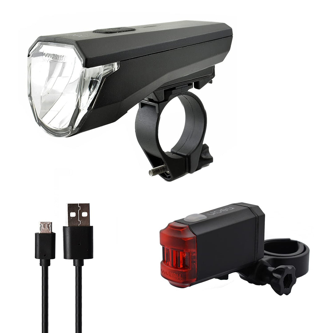 nean LED Akku Fahrradlicht Beleuchtungsset mit StVZO, 50 LUX 8 Candela, Fahrradlampe, Fahrrad Frontl