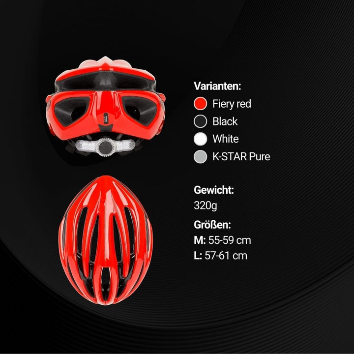 KED Rayzon Rennrad Fahrrad Helm rot 2023 L (57-61cm), L (57-61cm)