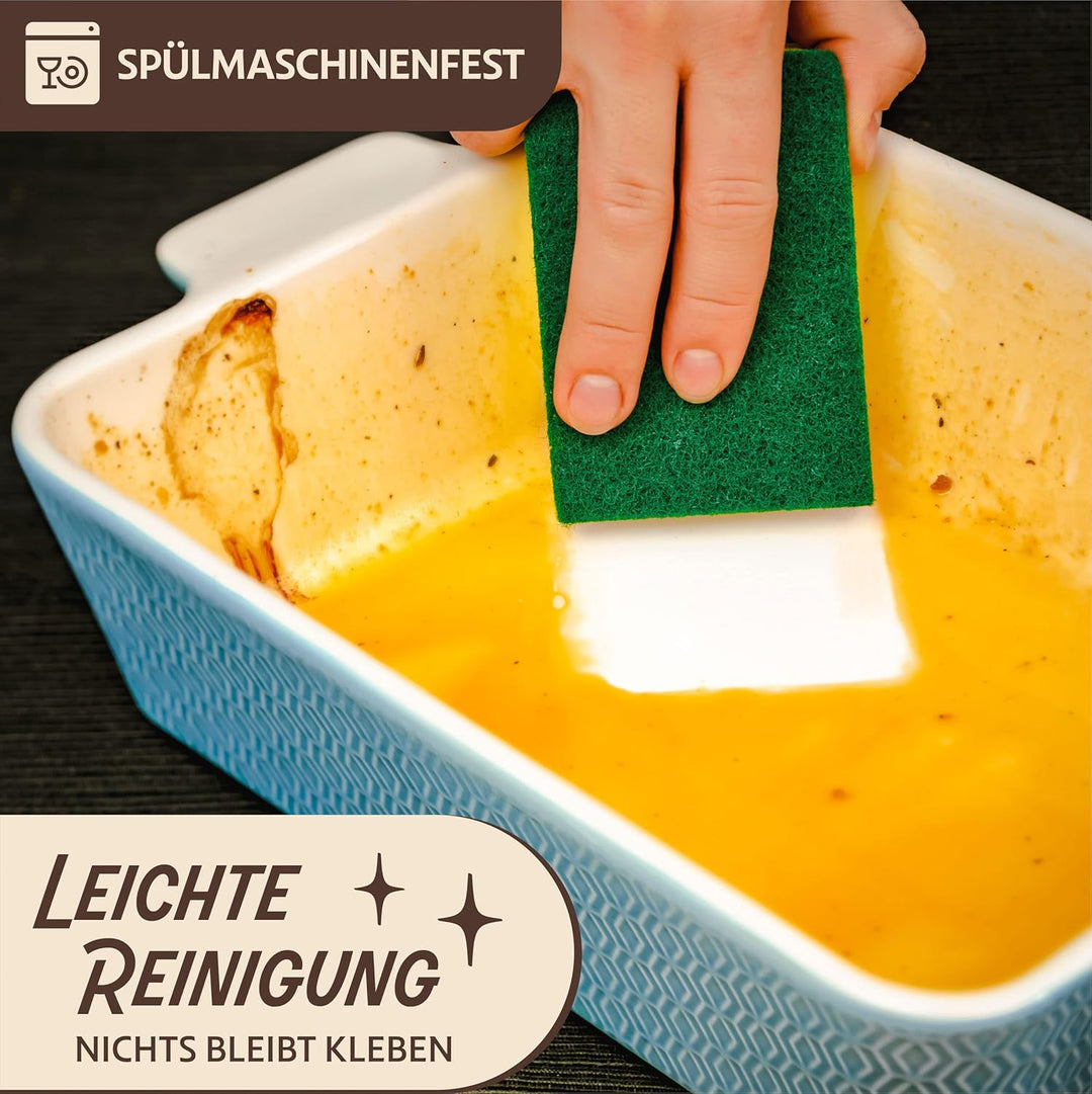 Auflaufform Gross aus Keramik - Für Lasagne, Tiramisu & Auflauf - Extra Hoher Rand - Eckige Backform