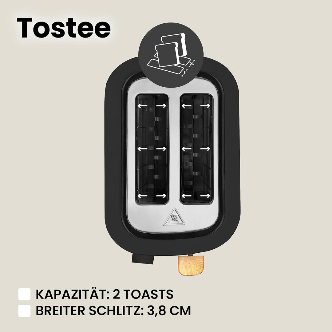 ZEEGMA TOSTEE 2-Scheiben-Toaster, Leistung 820 W, Auftau-, Aufwärm- und Stoppmodus, Krümelfach, Zeit