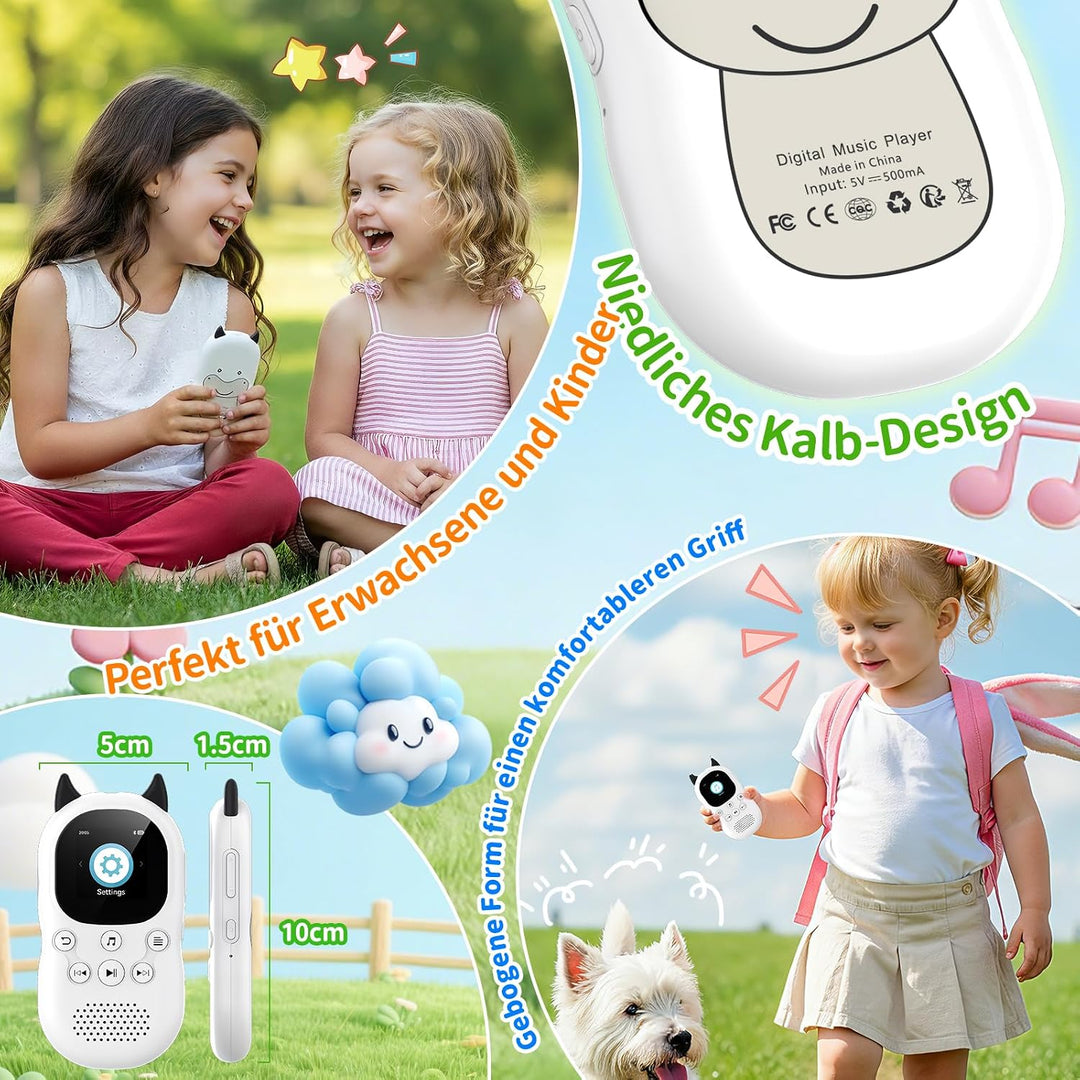 64GB MP3 Player Kinder Bluetooth 5.3 MP3-Player mit Lautsprechern UKW-Radio, Wecker, 750-mAh-Akku, B