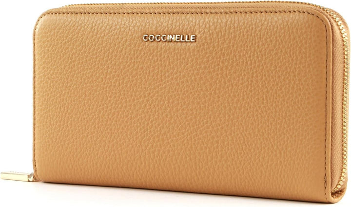 Coccinelle Metallic Soft Zip Around Wallet Warm Beige