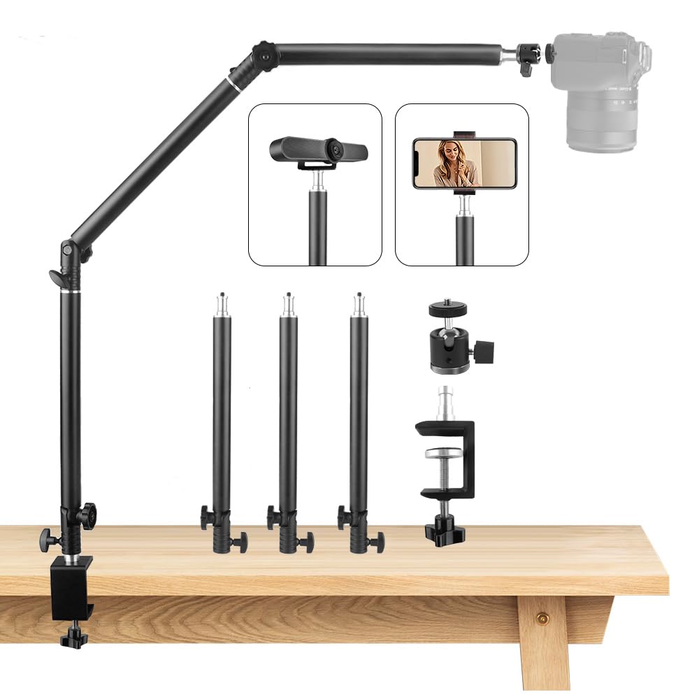 JEBUTU MS05 Overhead Stativ Kamera Tischstativ, 37.5-104.5cm Verstellbar Kamera Tischstativ für Kame