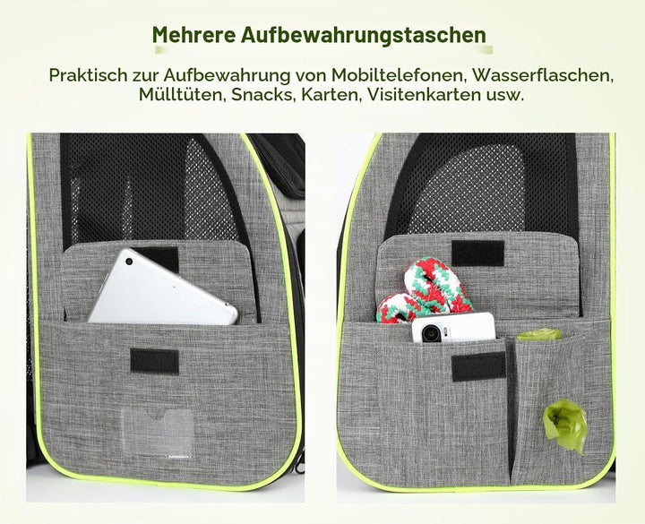 pecute Haustier Rucksack mit Netzfenster XL für 6-10 kg, Erweiterbarer Platz, Tragbare &amp; Faltbare Ka