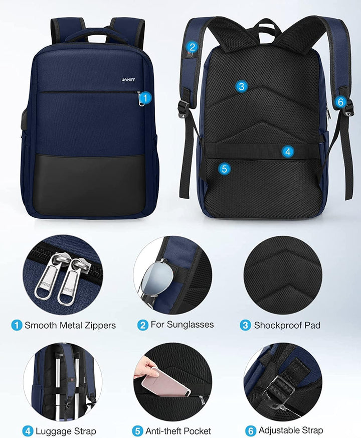 HOMIEE Rucksack Herren Laptop Rucksack Damen Wasserdicht Backpack Uni Tagesrucksack Laptoprucksack A