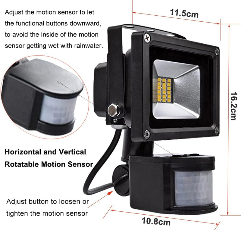 Greenmigo 2X 20W LED Strahler Fluter+Bewegungsmelder Warmweiss Warmweiss Objektbeleuchtung Wandstrah