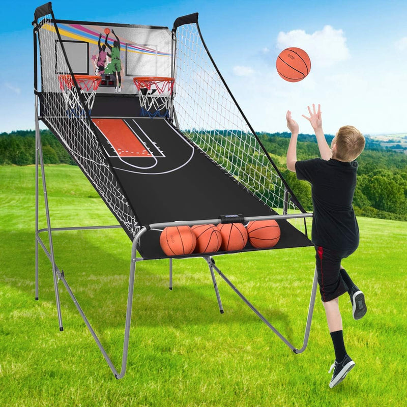 GOPLUS Basketball-Schiessmaschine, Basketballständer inkl. 4 Basketbälle und Pumpe, Basketballkorb k