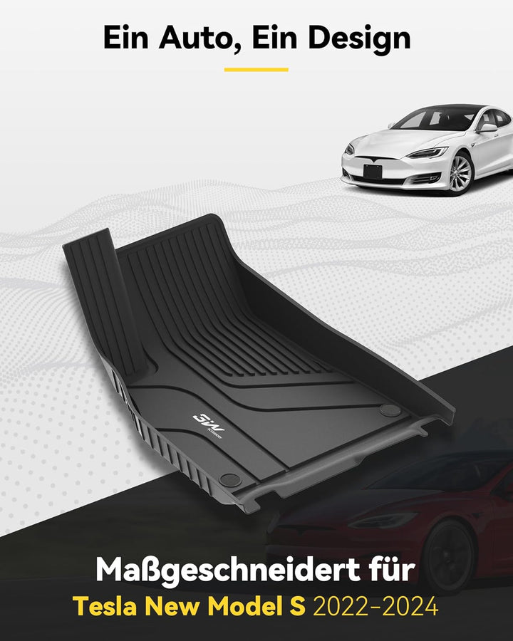3W Fussmatten für Tesla Model S 2022-2026, TPE Allwetter Massgeschneiderte Gummimatten für Tesla Mod