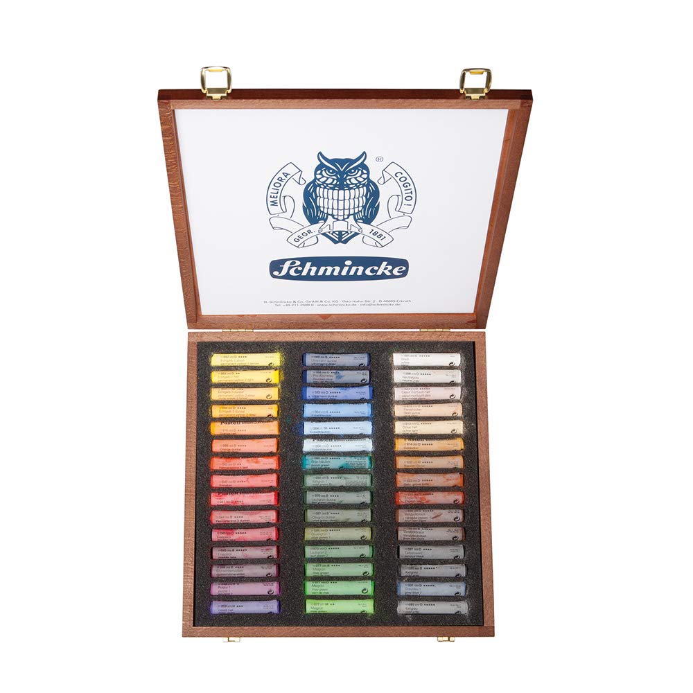 Schmincke – Pastell, 45 Farben, Mehrzweck, 77 245 097, Holzkasten mit 45 Pastellstiften, handgeferti