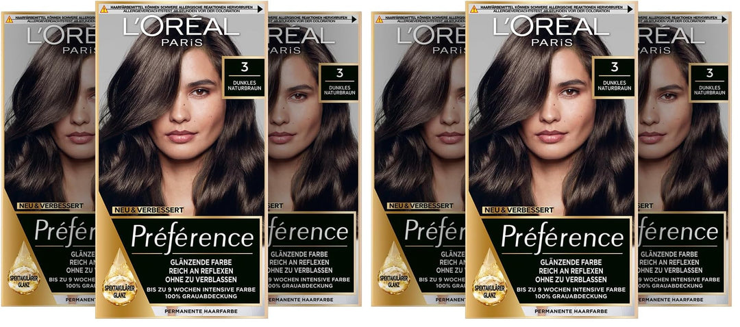 L'Oréal Paris Permanente Haarfarbe, Haarfärbeset mit Coloration und Farbglanz-Pflegebalsam, Préféren