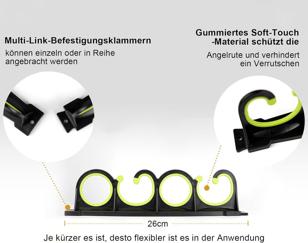 Angelrutenhalter Wand,2 Paare Horizontale Angelruten-Rutenhalter für 8 Ruten für Garage, Wand oder D