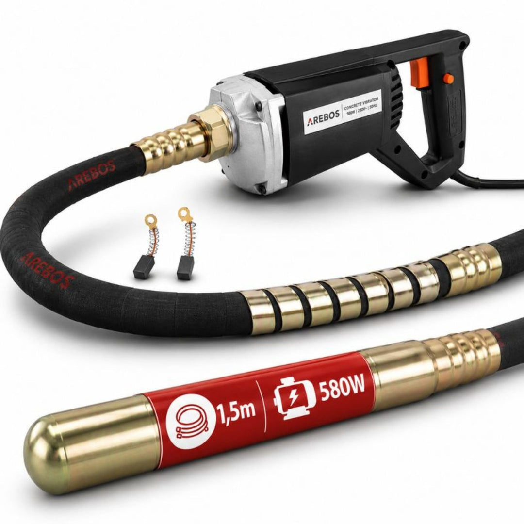 Arebos Betonrüttler | 580 W | Innenrüttler | Handrüttler | Rüttelflasche | Flaschenrüttler | 1,5 m K