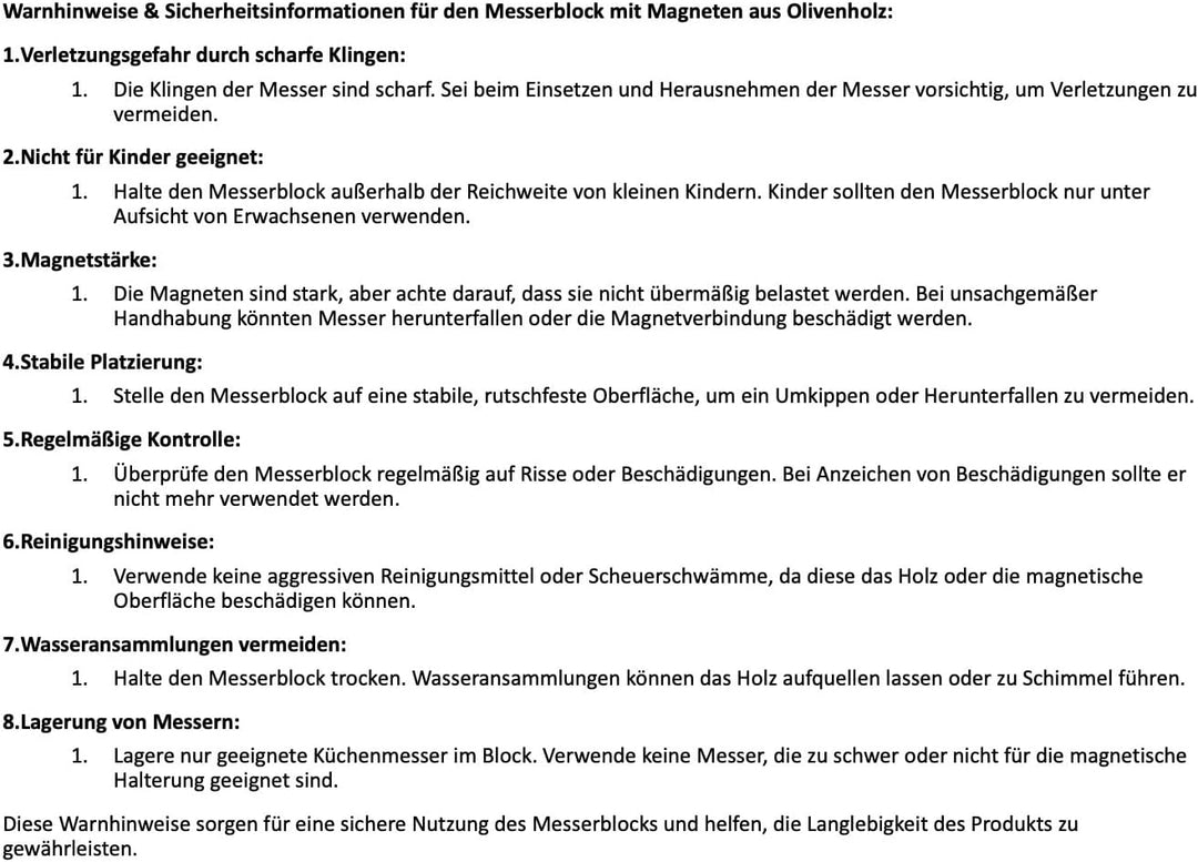 D.O.M. Messerblock TOWER aus Olivenholz