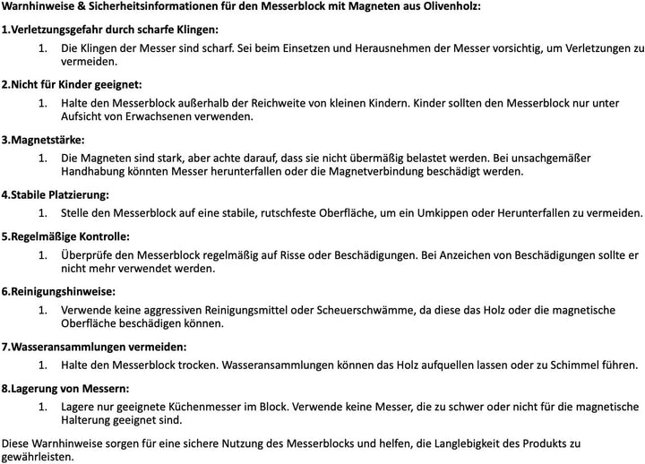 D.O.M. Messerblock TOWER aus Olivenholz