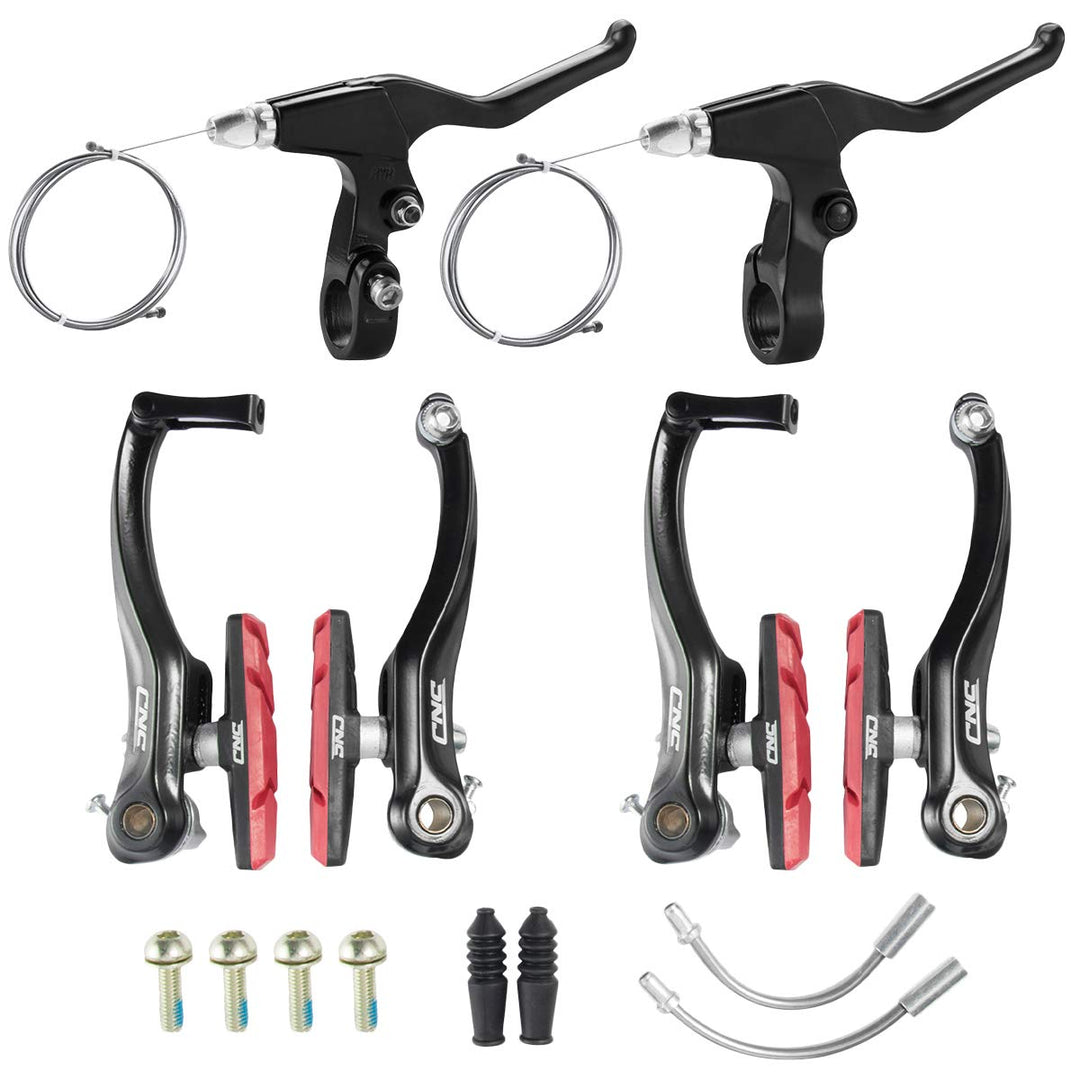 CNC Fahrrad V Bremse,Fahrrad V-Brake,Aluminium Fahrrad Bremsen Set 2 Paare/ Schwarz/Rot-Bar-70mm, 2