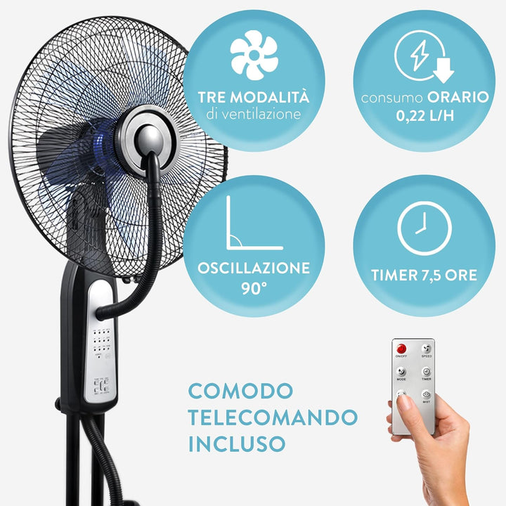KLIMA Standventilator mit Sprühnebel Wasserkühlung Kühlfunktion DARDARUGA