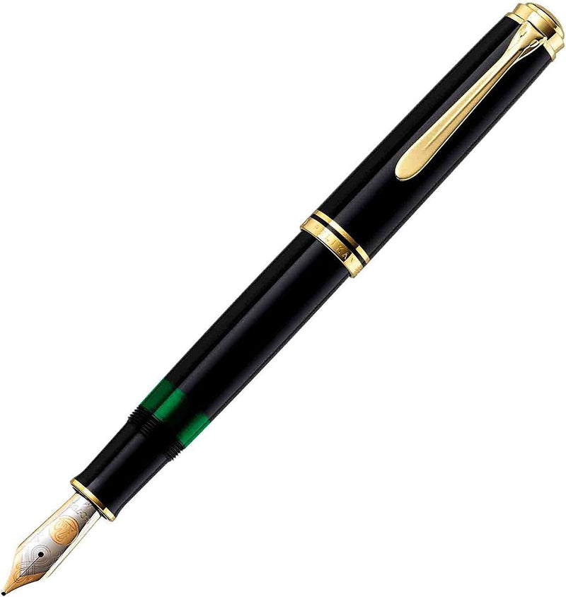 Pelikan Füllhalter Souverän 1000, Schwarz, Feder B (breit), hochwertiger Kolbenfüller im Geschenk-Et