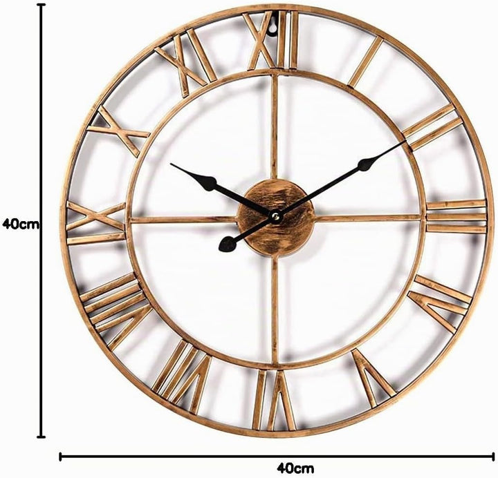 Taodyans Vintage Wanduhr Ohne Tickgeräusche Grosse Römische Ziffern 40cm Wanduhr Metall Skelett Uhr