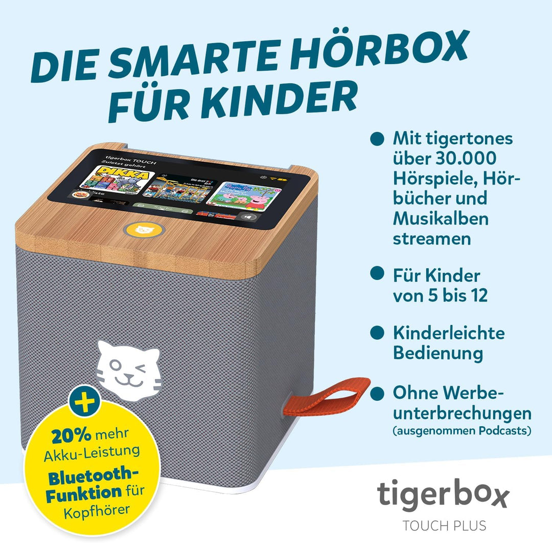 tigermedia tigerbox Touch Plus grau mit extra Langer Akkulaufzeit und Bluetooth Kopfhöreranschluss,