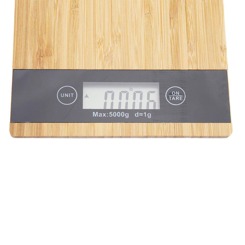 Fdit Küchenwaage mit LED-Anzeige, elektrisch, Bambus + ABS, 3000g, ±2 cm, für Küche und Lebensmittel