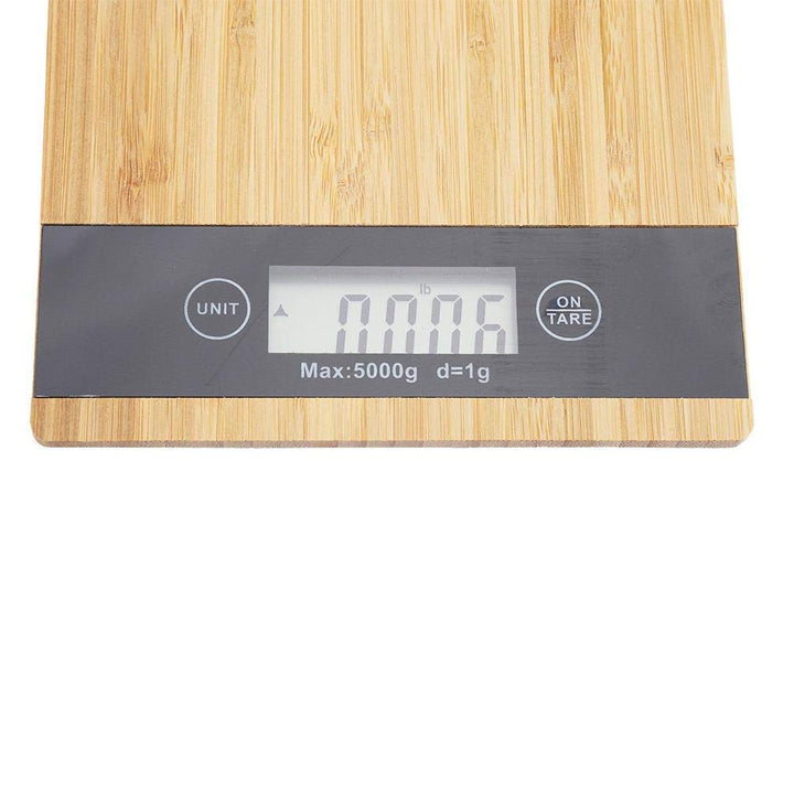 Fdit Küchenwaage mit LED-Anzeige, elektrisch, Bambus + ABS, 3000g, ±2 cm, für Küche und Lebensmittel