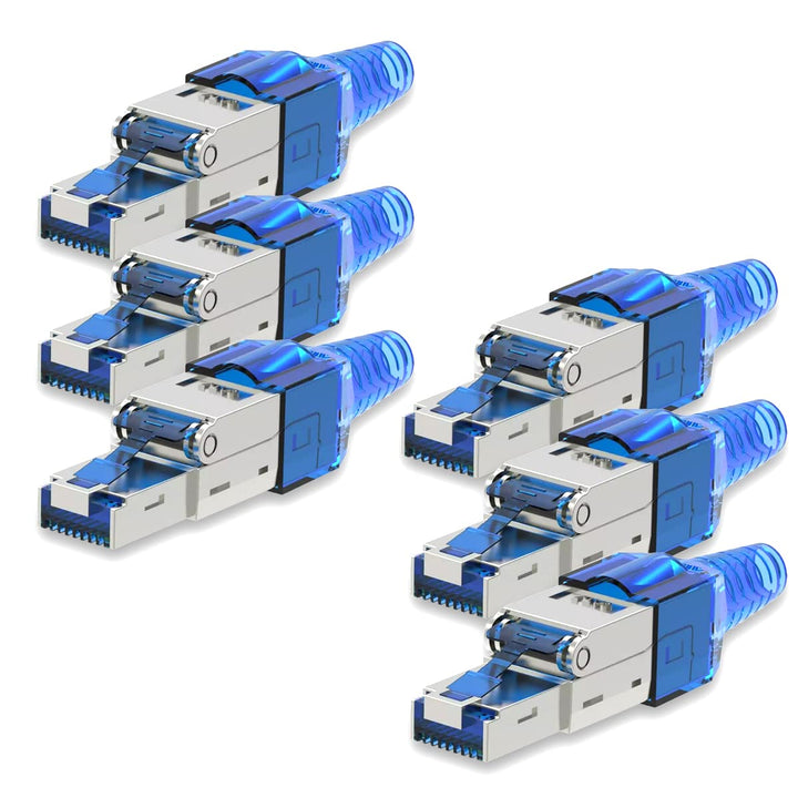 UC-Express Netzwerkstecker CAT7 RJ45-6X Netzwerk Stecker Blau Steckverbinder - werkzeuglos - geschir