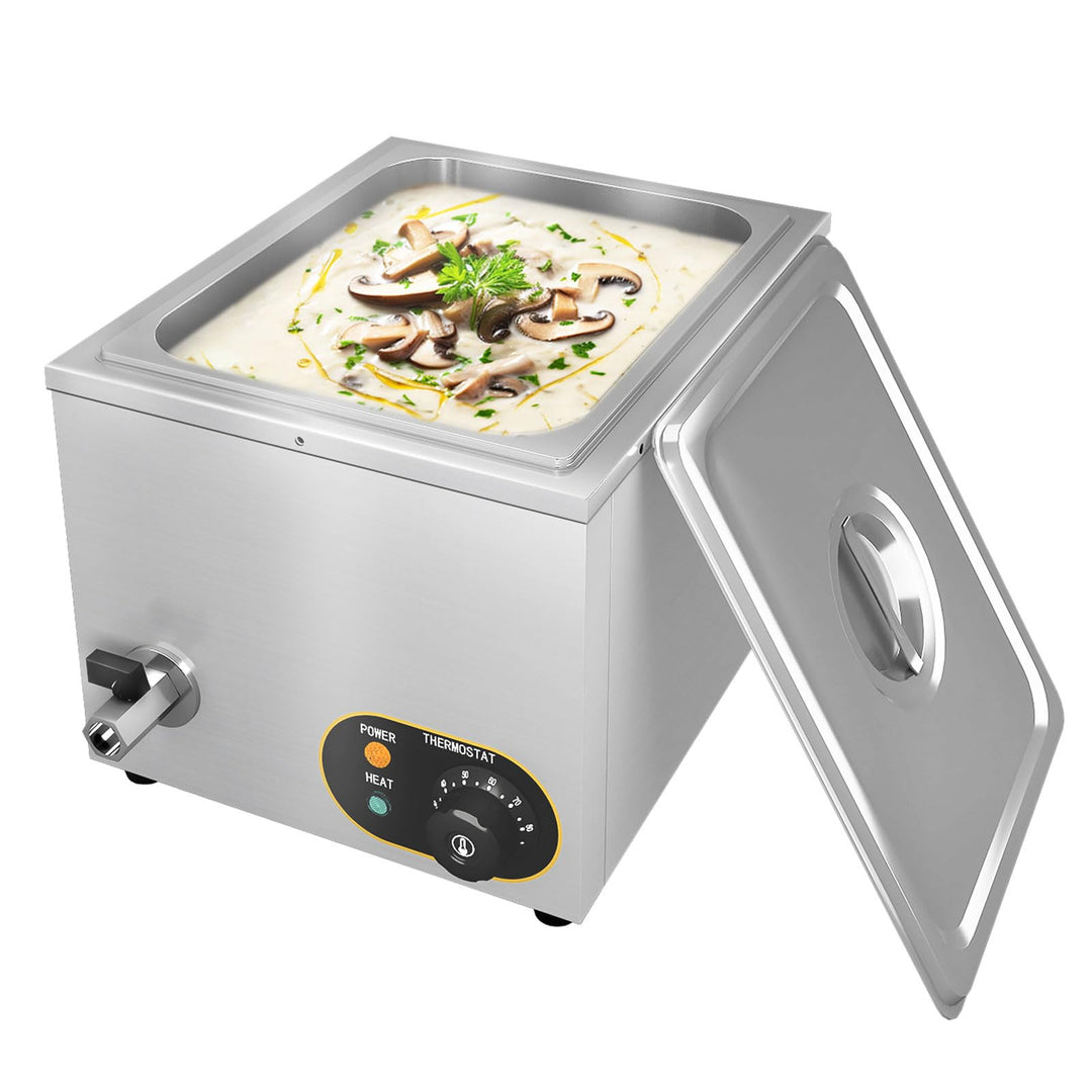 Elektrische Speisenwärmer Bain Marie Gastro GN-Behältern Warmhalter Edelstahl mit Ablaufhahn Elektri