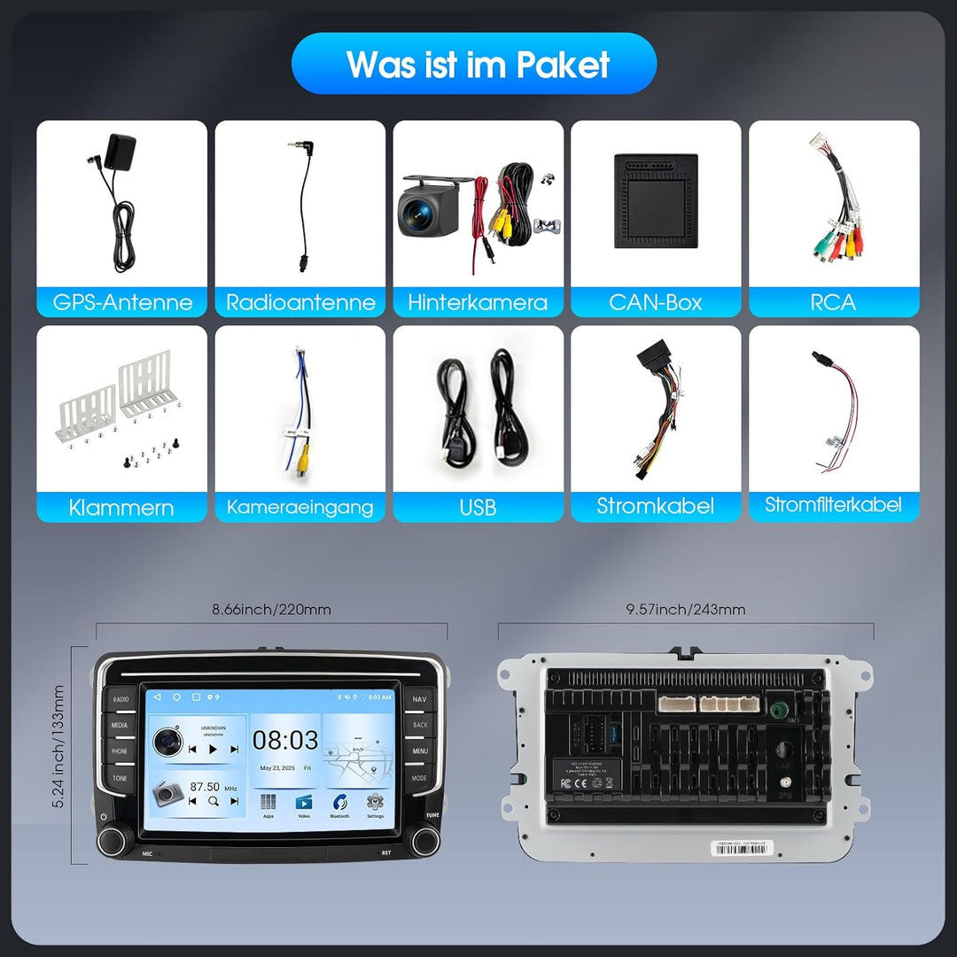 Haudio 2 DIN Autoradio mit drahtlosem Apple CarPlay & Android Auto, 7-Zoll-Autobildschirm mit Canbus
