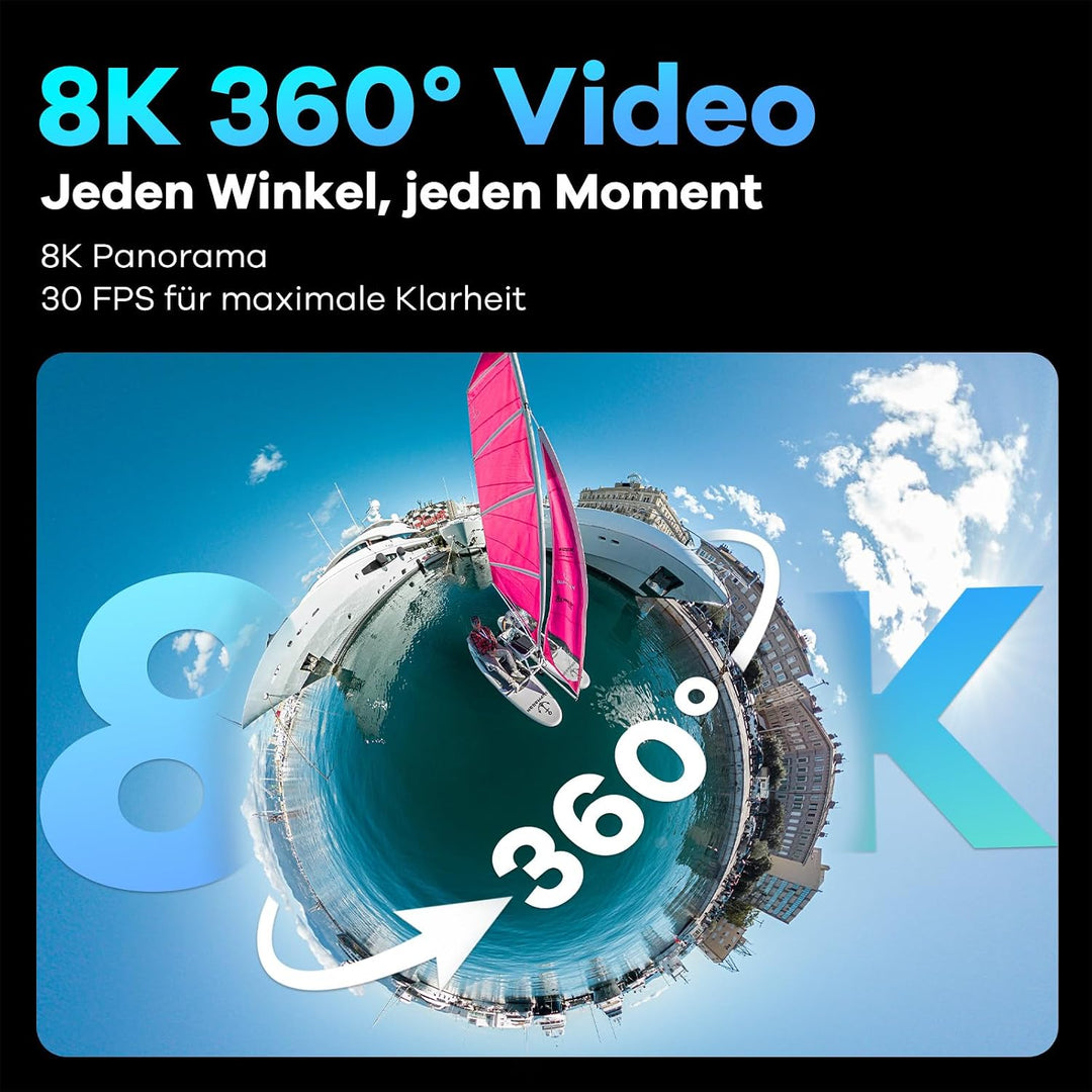 KanDao QooCam 3 Ultra - 8K wasserdichte 360 Action Kamera, 96MP Foto &amp; 8K 360 Video mit Dual 1/1.7 "