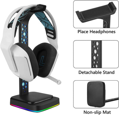 GEEKRIA RGB-ABS-Kopfhörer-Ständer für Over-Ear-Kopfhörer, Gaming-Headset-Halter, Schreibtisch-Displa