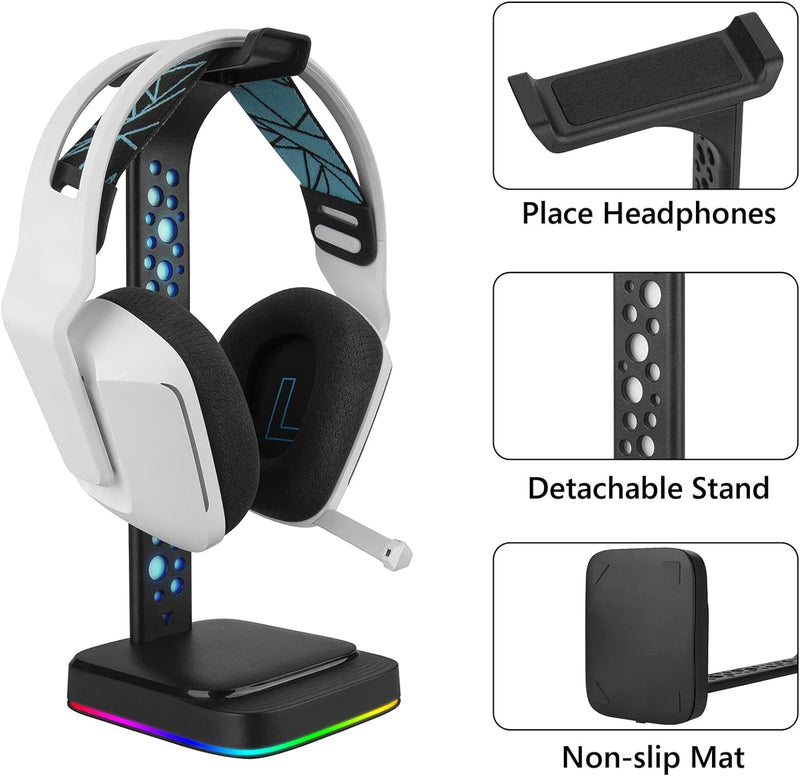 GEEKRIA RGB-ABS-Kopfhörer-Ständer für Over-Ear-Kopfhörer, Gaming-Headset-Halter, Schreibtisch-Displa