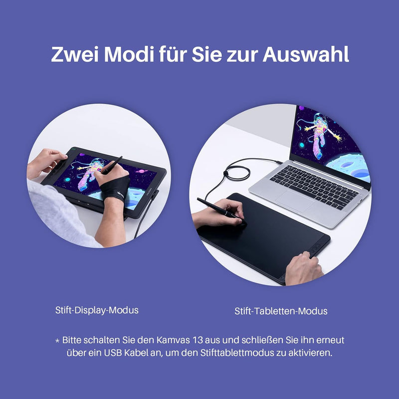 HUION Kamvas 13 Grafiktablett mit Display, Grafik-Zeichenmonitor mit voll laminiertem Bildschirm, Ne