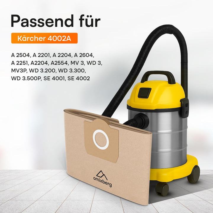 Staubsaugerbeutel für Kärcher 6.959-130.0 10 Stück WD3 Staubsaugertüten für Kärcher Nass Trockensaug