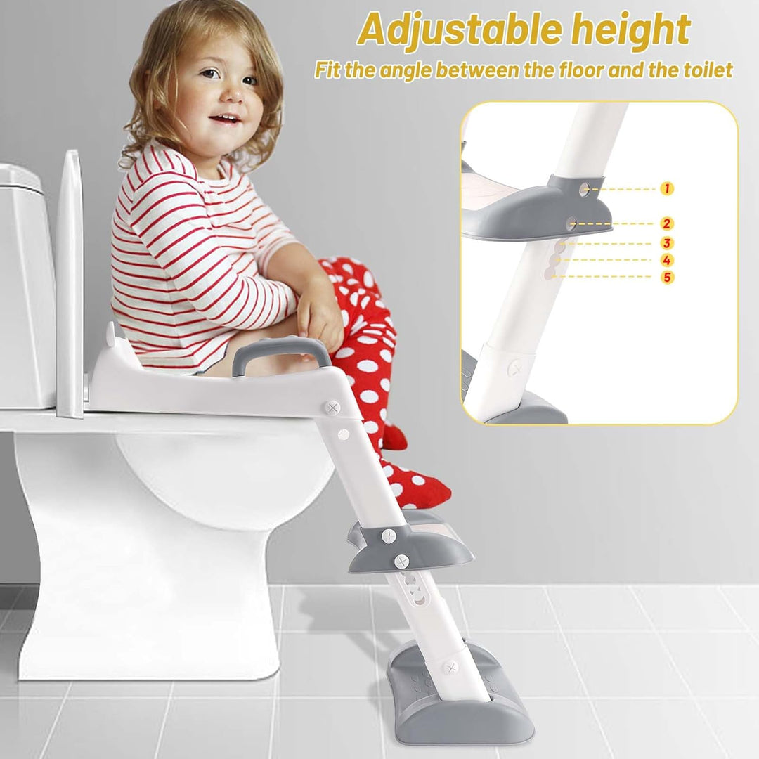 Mkitnvy Toilettensitz Kinder Kinder WC, Toilettensitz Toilettentrainer mit Treppe, Verstellbar Toile