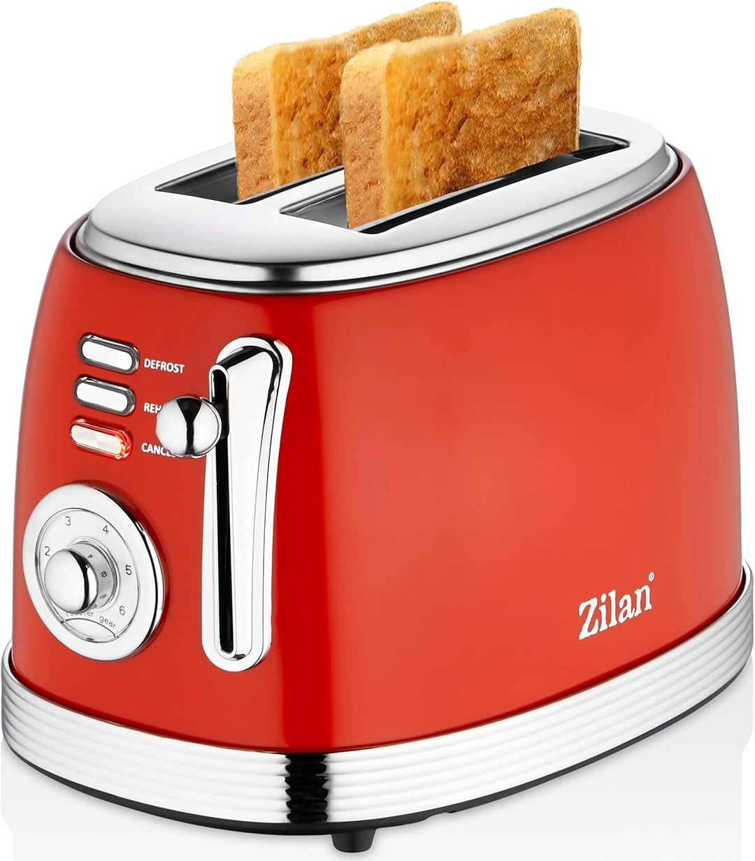 60er Jahre Retro Toaster 2 Scheiben Edelstahl | Toaster 2 Scheiben | Doppelschlitz Toaster | 6 Stufe