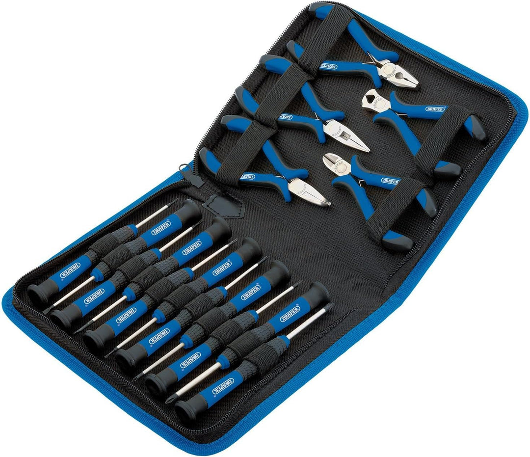 Draper 48958 Präzisionszangen- und Schraubendreherset 16-teilig 1 Blau, 1 Blau