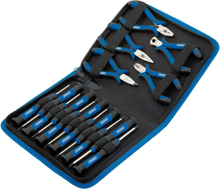 Draper 48958 Präzisionszangen- und Schraubendreherset 16-teilig 1 Blau, 1 Blau