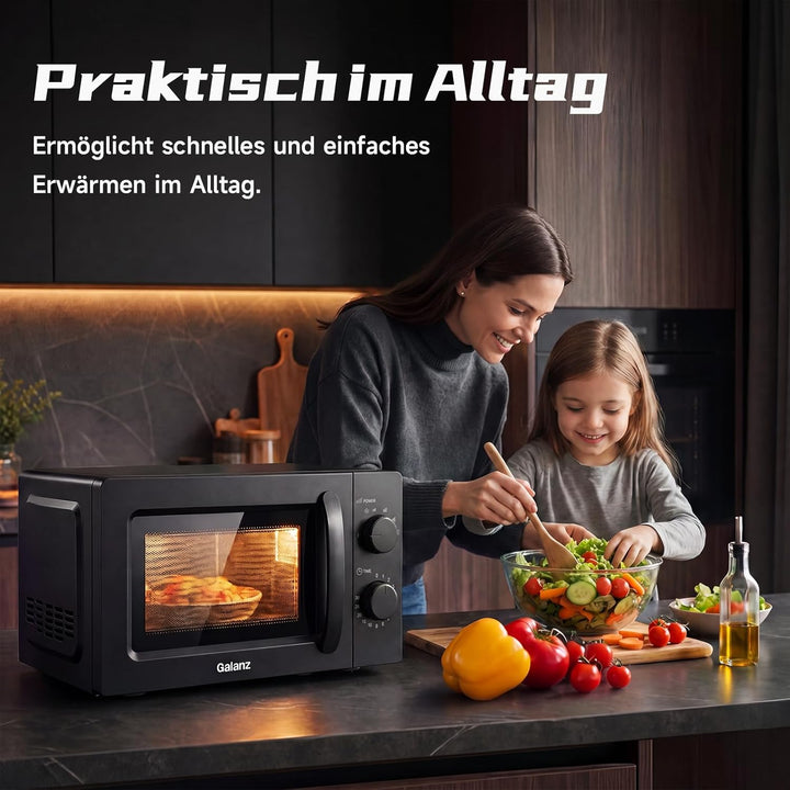 Galanz Retro Mikrowelle 0,7L Studenten - Kompakte 700W Mikrowelle Spar 8–12€/Monat fur Studentenwohn