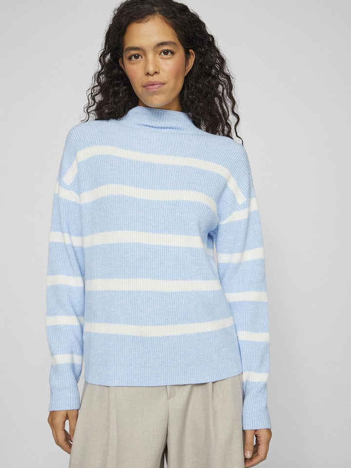 Vila Female Strickpullover VIRIL Gestreifter, S Kentucky Blue