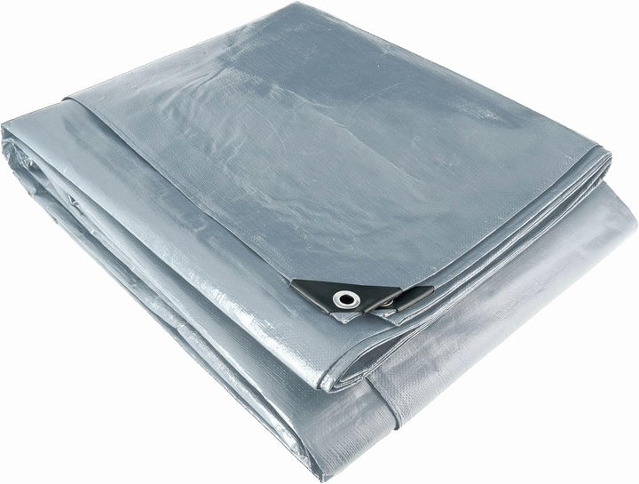 Werkapro Multifunktionsplane, Grau und Schwarz, 200 g/m², 6 x 12 m 6x12 m, 6x12 m