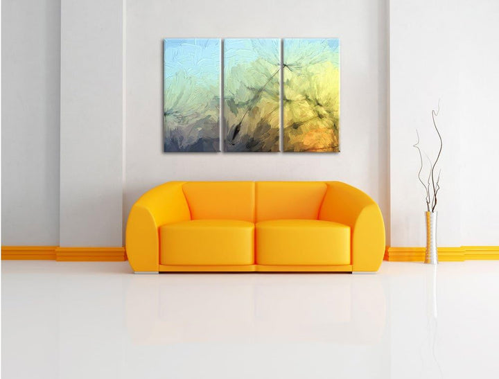 Pixxprint Pusteblumensamen als Leinwandbild/Grösse: 3 Teilig (120x80) cm/Wandbild/Kunstdruck/fertig