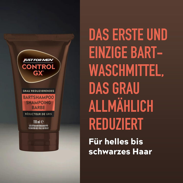 Just For Men Control GX Bartpflege, Bartfarbe, Graureduzierendes Shampoo Für Den Bart, Mit Kokosöl U