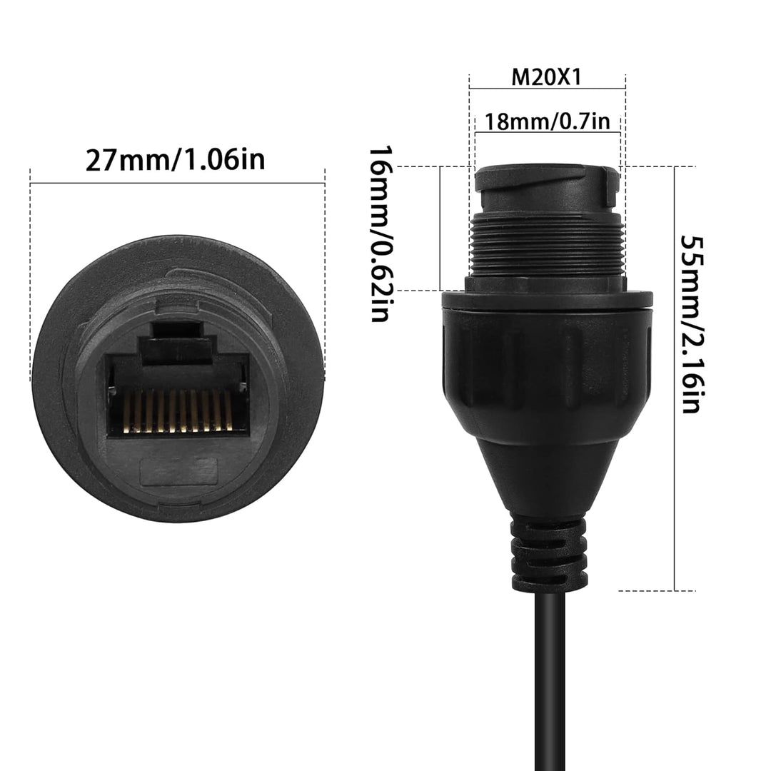 QIANRENON RJ50 10P10C Panel Mount Waterproof Connector CAT5e RJ50 Male to Female Outdoor Communicati