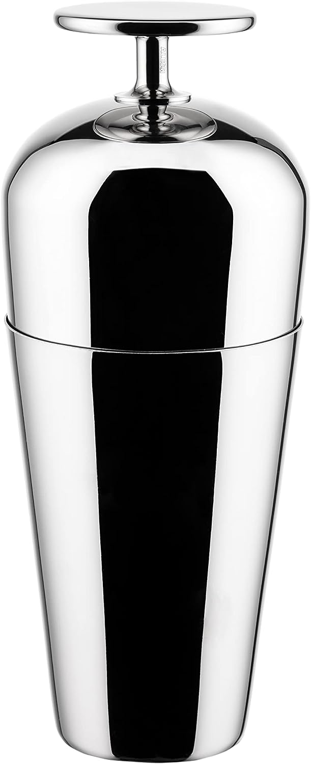 Alessi The Tending Box GIA26 - Parisienne Cocktail Shaker, mit Unteren und Oberen Glas mit Knopf, au