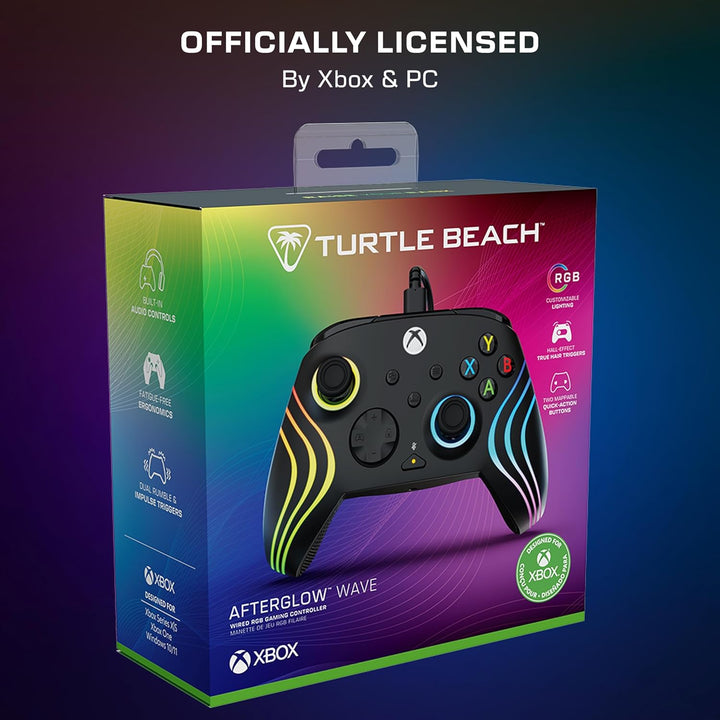 Turtle Beach Afterglow Wave Controller Schwarz Wired RGB Gaming Controller – Lizenziert für Xbox Ser
