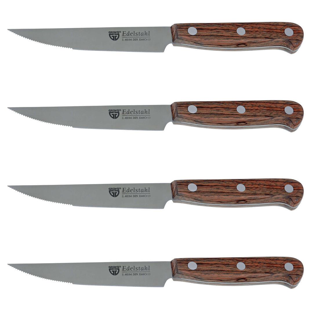 GRÄWE Steakmesser 4 Stück Palisander-Holzgriff