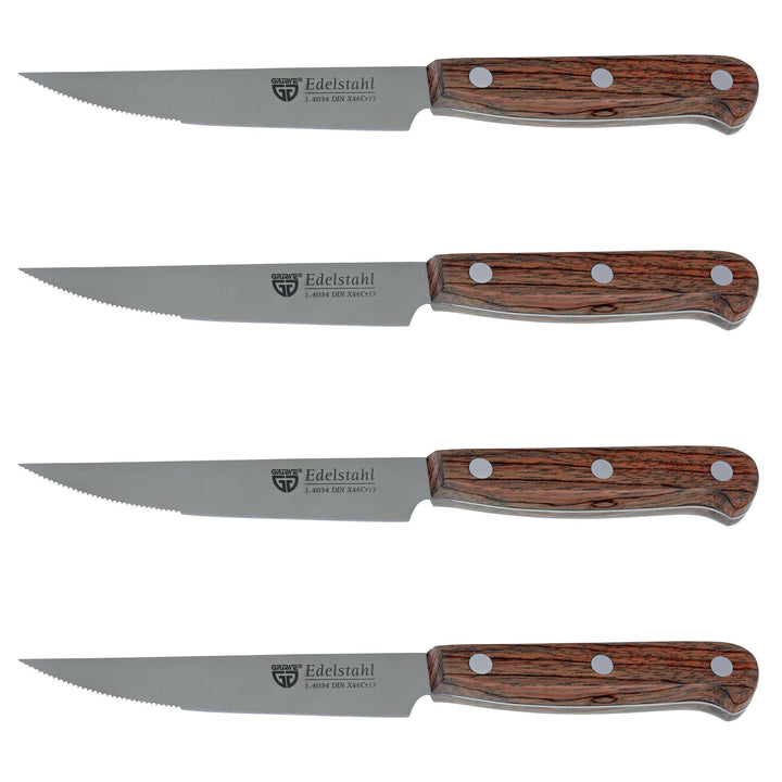 GRÄWE Steakmesser 4 Stück Palisander-Holzgriff