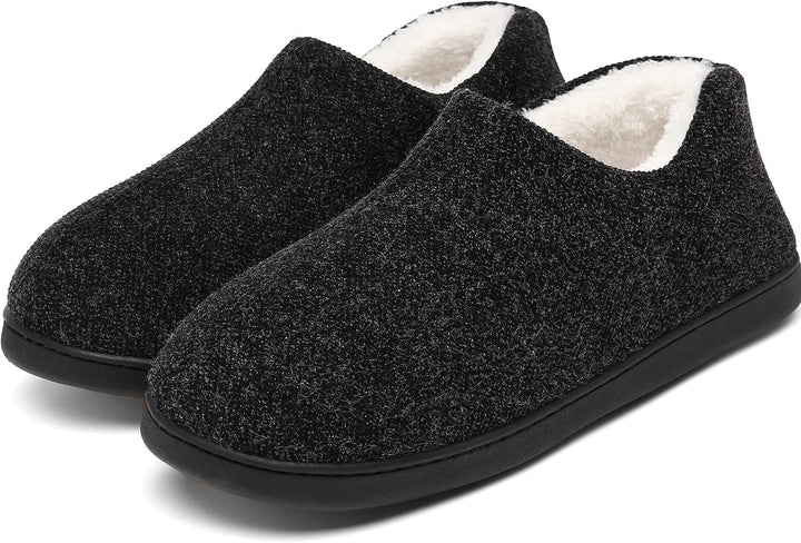 Mishansha Herren Winter Warme Hausschuhe Memory Foam Plüsch Pantoffeln,Gr.39-48 Schwarz 47 EU, Schwa