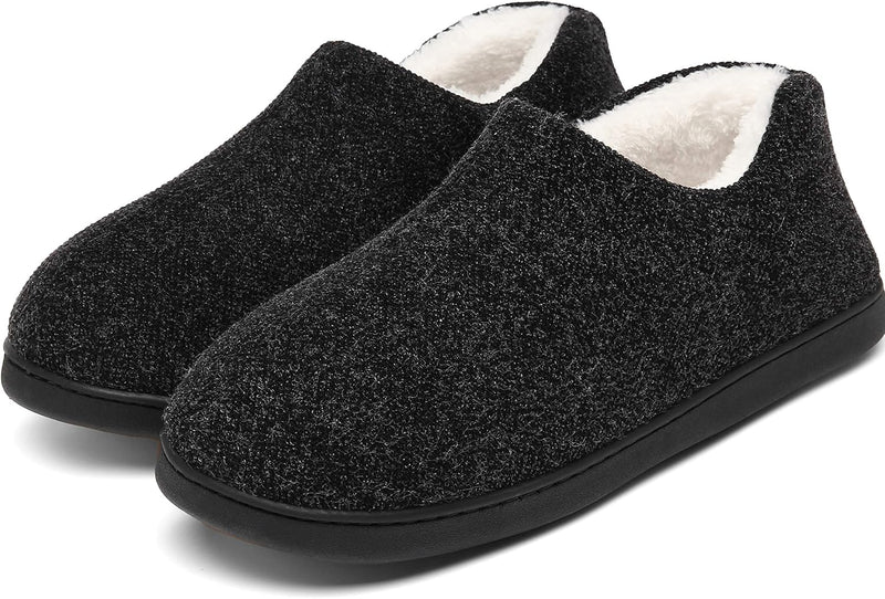 Mishansha Herren Winter Warme Hausschuhe Memory Foam Plüsch Pantoffeln,Gr.39-48, Schwarz 44 EU